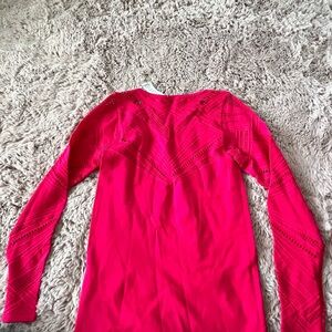 Fabletics Pink Long Sleeve Ribbed Sweatshirt